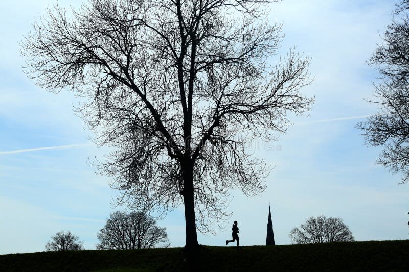 Running person silhouette as activity health care sport royalty free stock images