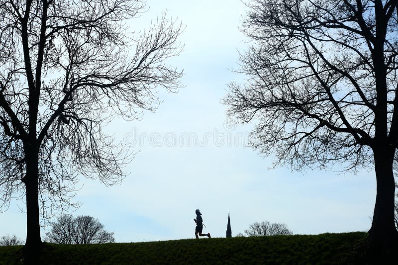 Running person silhouette as activity stock photos