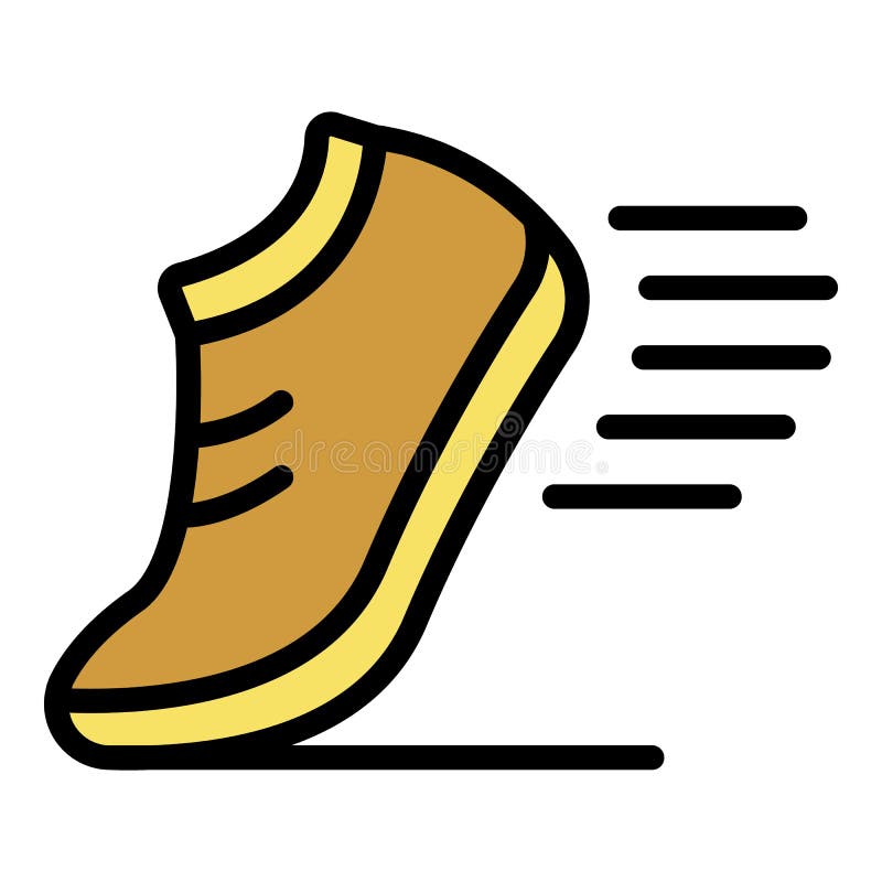 Running shoe icon color outline vector. Running shoe icon. Outline running shoe vector icon color flat isolated