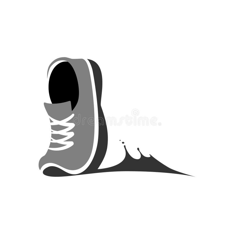 Running Shoe in a Mud Puddle Symbol Stock Vector Illustration of