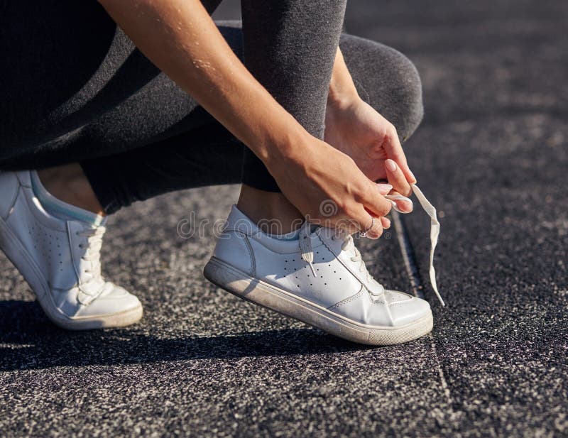 Running Shoes - Closeup Of Woman Tying Shoe Laces Stock Image - Image ...