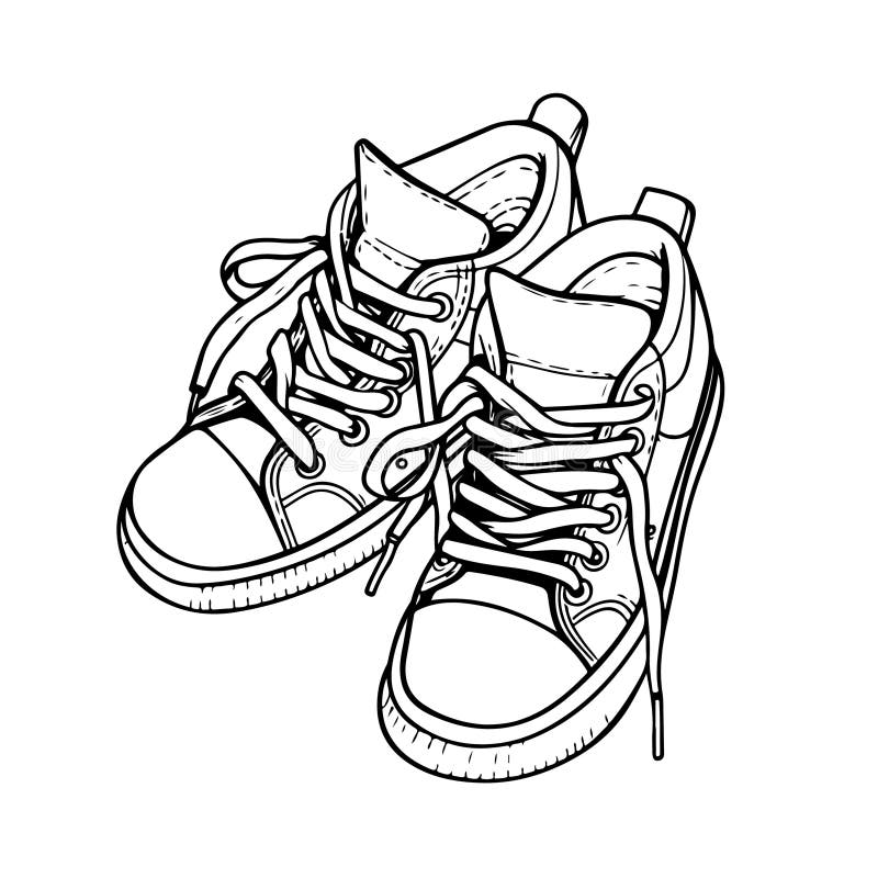 Running Shoes, Sneakers, Trainers Hand Drawn in Sketch Doodle Style ...