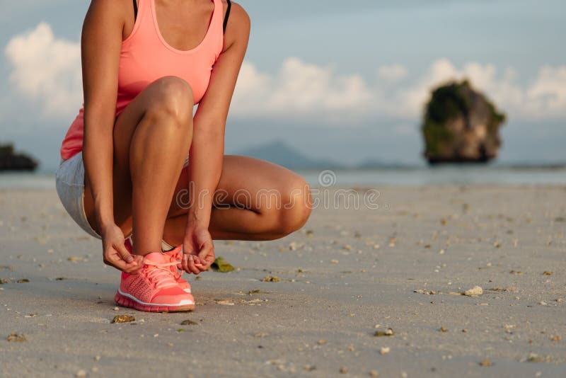 Running and sport at beach on summer