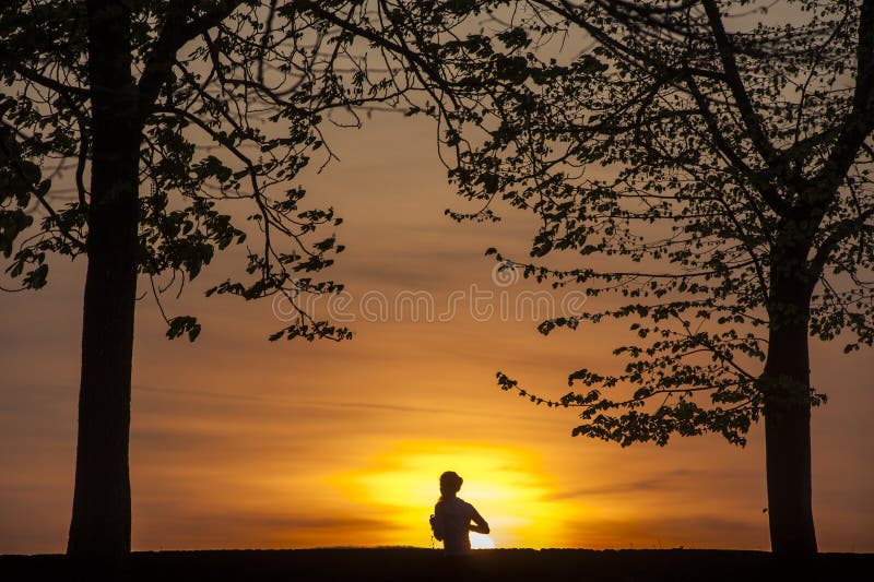 Running at sunset