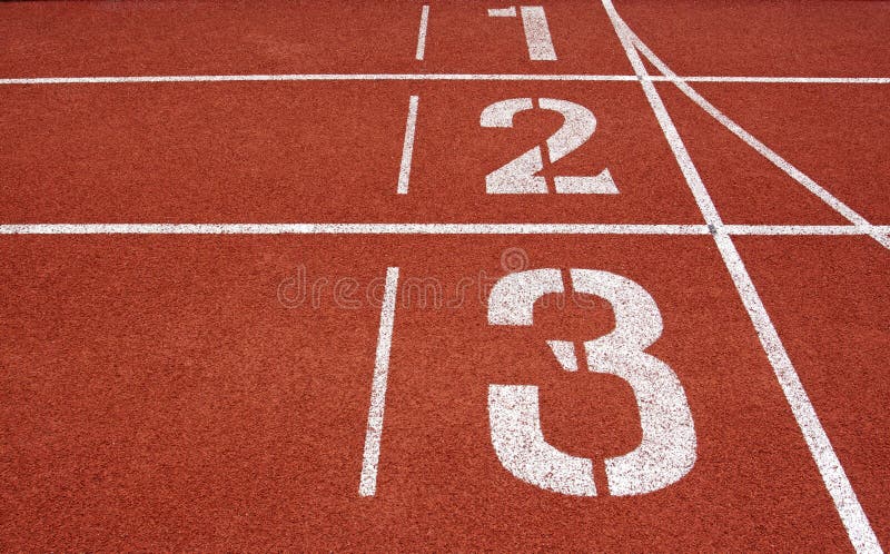 Running track numbers one two three