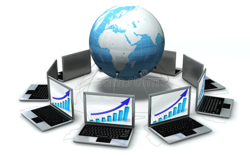runt om den isolerade bärbar datorvärlden stock illustrationer runt om den isolerade bärbar datorvärlden stock illustrationer