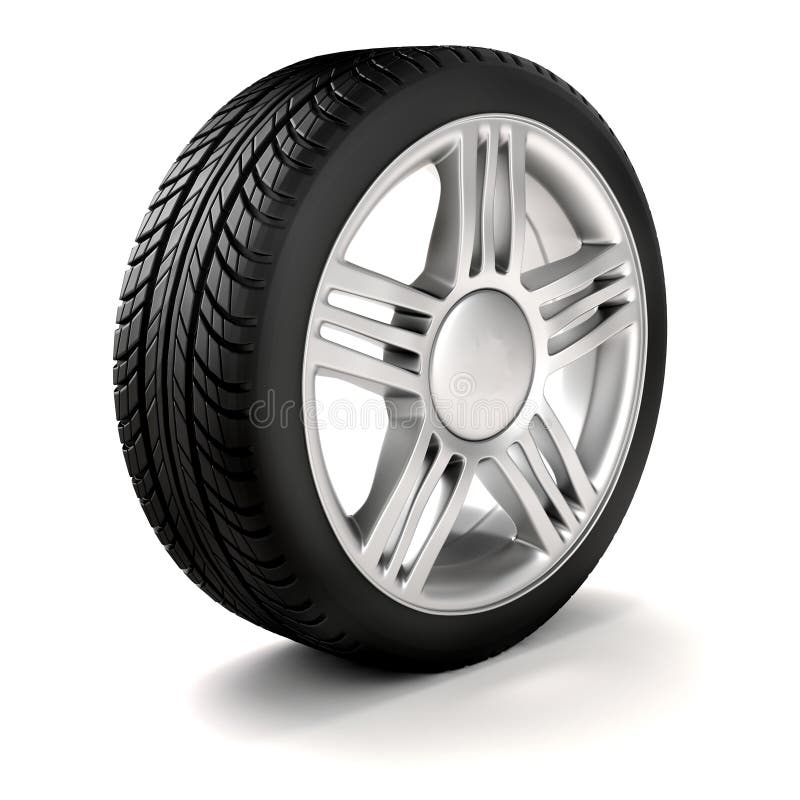 3d tire and alloy wheel on white background. 3d tire and alloy wheel on white background