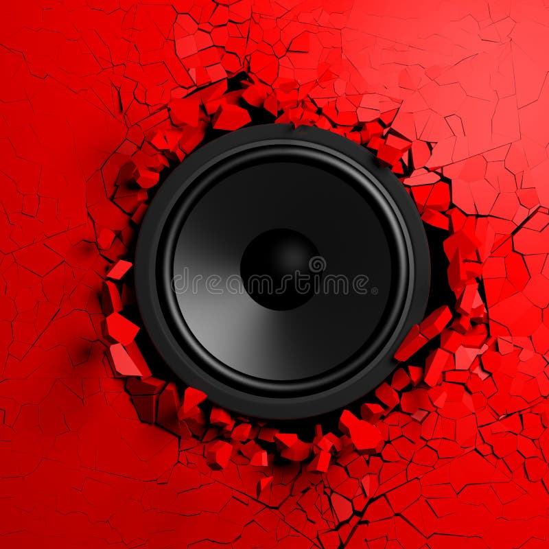 Ruperi de perete roșu pentru sunet stock illustration
