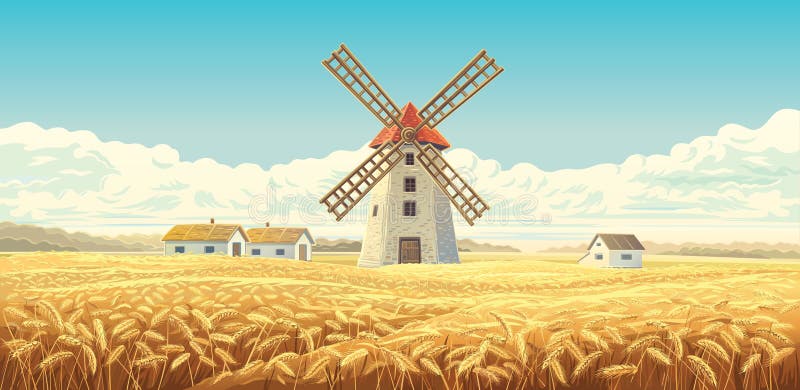 https://thumbs.dreamstime.com/b/rural-autumn-landscape-windmill-houses-wheat-field-130451520.jpg