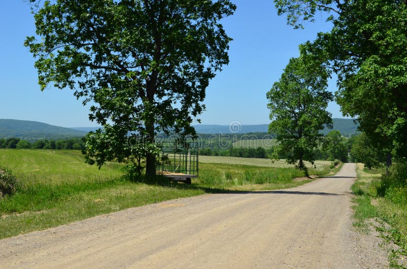 Rural country dirt road on the hills of upstate New York