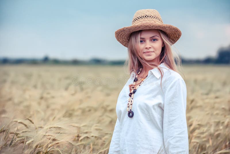 Rural girl in field stock image. Image of european, outdoors - 26000341