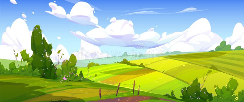 Rural Landscape with Green Agriculture Fields Stock Vector ...