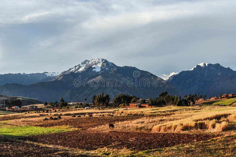 Rural Landscape in the Sacred Valley, Peru Stock Image Image of ruins