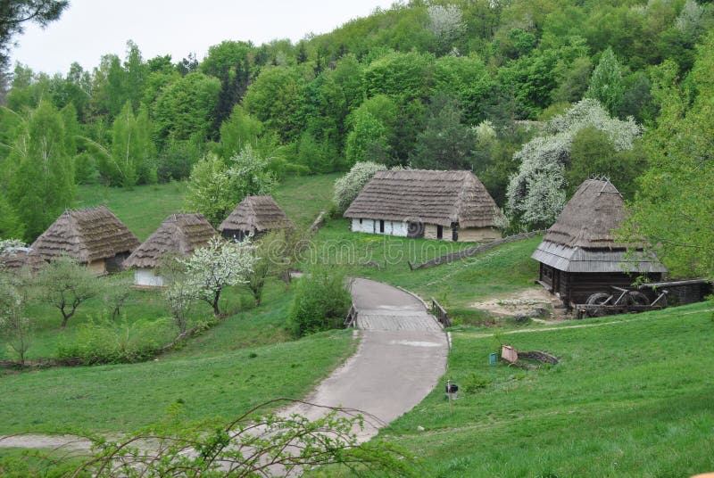 Rural Landscape of Ukraine. Ukrainian Village. Folk Architecture of ...