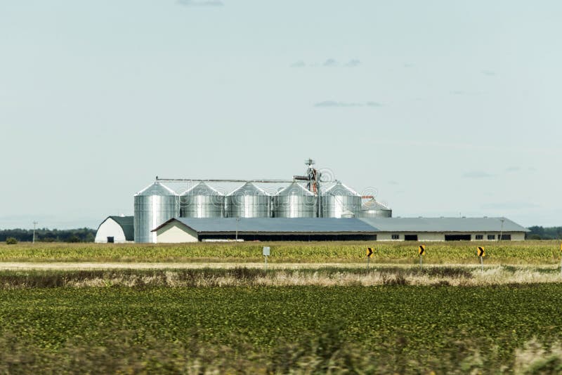 Rural Ontario Farm with Barn Silo storage agriculture animals Canada farming