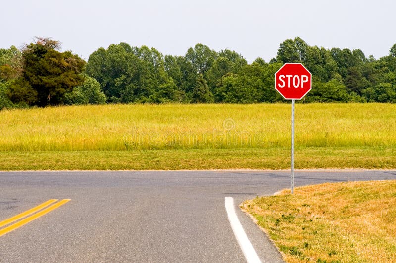 Rural stop sign intersection