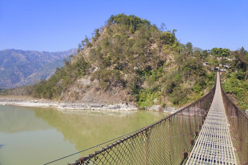 Rural Suspension Bridge, Nepal Stock Photo Image of suspended, nepal 12576538