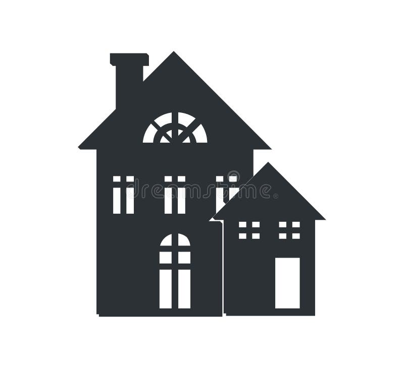 Rural Three Storey Building Black Silhouette Icon Stock Vector ...