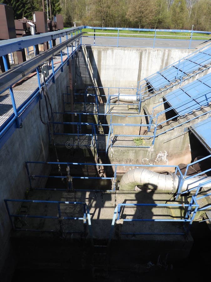 Pipelines among the activated sludge tanks in the area of wwtp, here the air is blown into the tanks. Pipelines among the activated sludge tanks in the area of wwtp, here the air is blown into the tanks