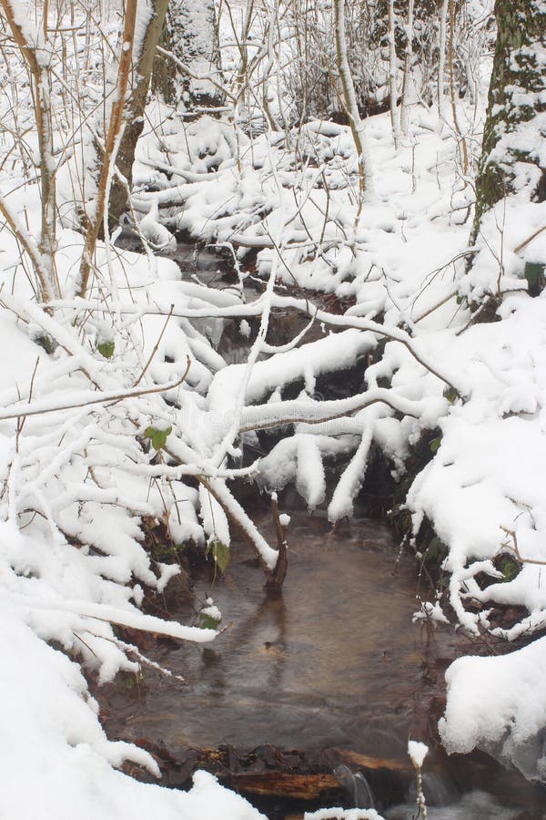 Ruscello e neve immagine stock libera da diritti Ruscello e neve immagine stock libera da diritti