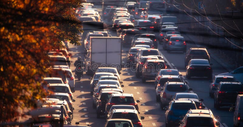 Rush Hour Congestion Captured at Dawn Stock Photo - Image of travel
