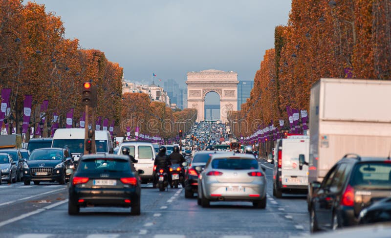 Rush Hour Traffic on Champs-Elysees Boulevard from Paris, France ...