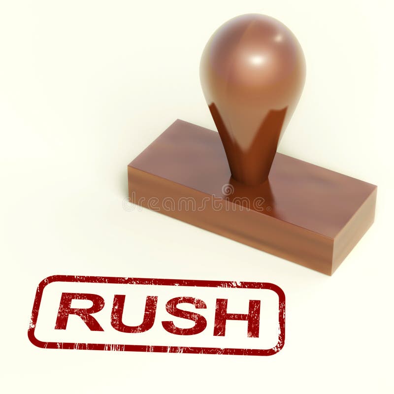 Rush Rubber Stamp Shows Speedy Urgent Delivery stock illustration