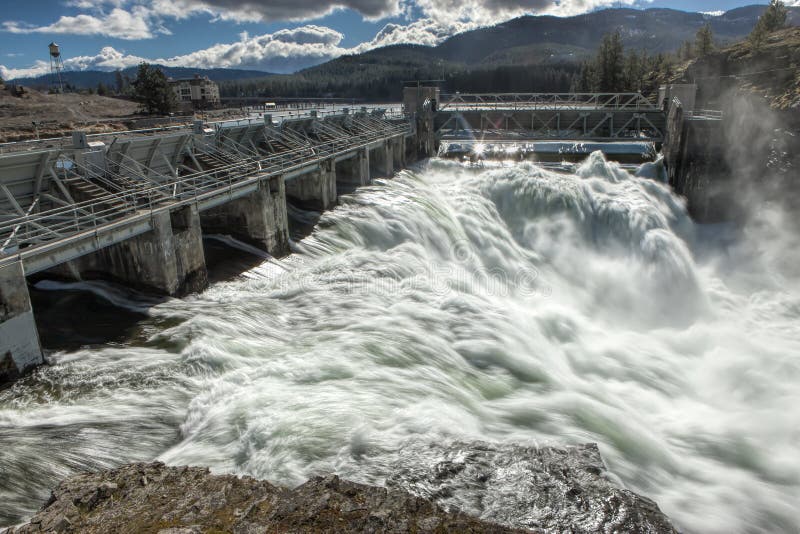 Rushing Water of Post Falls Dam. Stock Photo Image of falls, hydro
