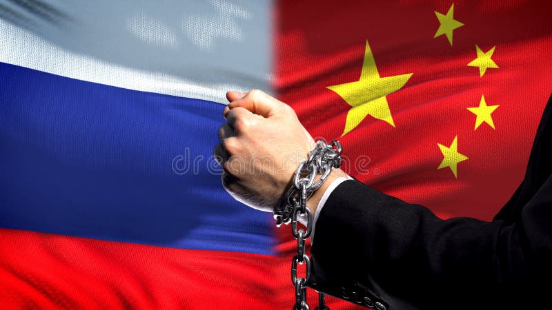 Rusia sanciona China, el conflicto encadenado de las armas, político o económico, prohibición comercial foto de archivo libre de regalías Rusia sanciona China, el conflicto encadenado de las armas, político o económico, prohibición comercial foto de archivo libre de regalías