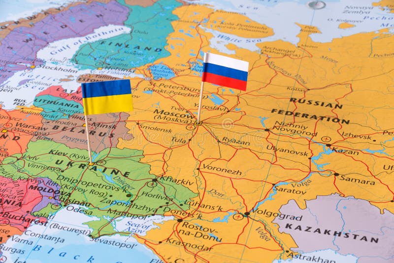 Rusia y Ucrania trazan el territorio de defensa de la zona activa de la imagen del concepto