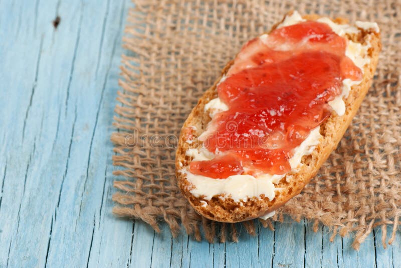 Rusk with butter and jam stock photo. Image of marmalade 43377292
