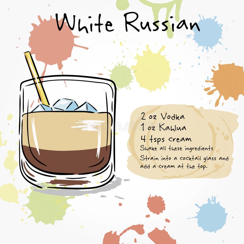 Ruso Blanco Ejemplo Dibujado Mano Del Cóctel ilustración - Ilustración de receta, icono: 59218797