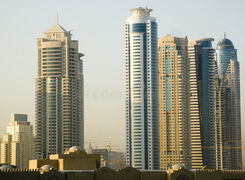 View of skyscrapers in Dubai Emirate. View of skyscrapers in Dubai Emirate.