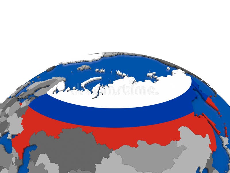 Как выглядит россия на глобусе Russia on 3D globe stock illustration. Illustration of political - 83838336