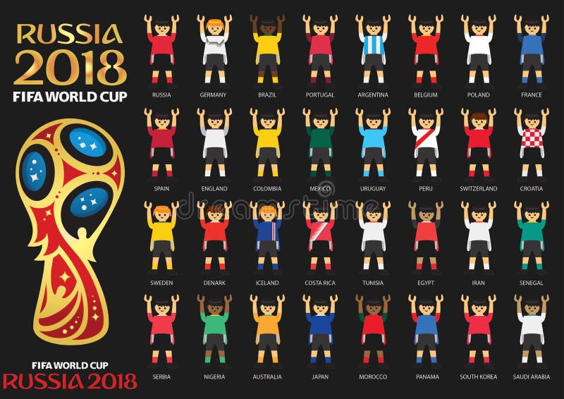Russia 2018, Fifa World Cup team jerseys royalty free stock image
