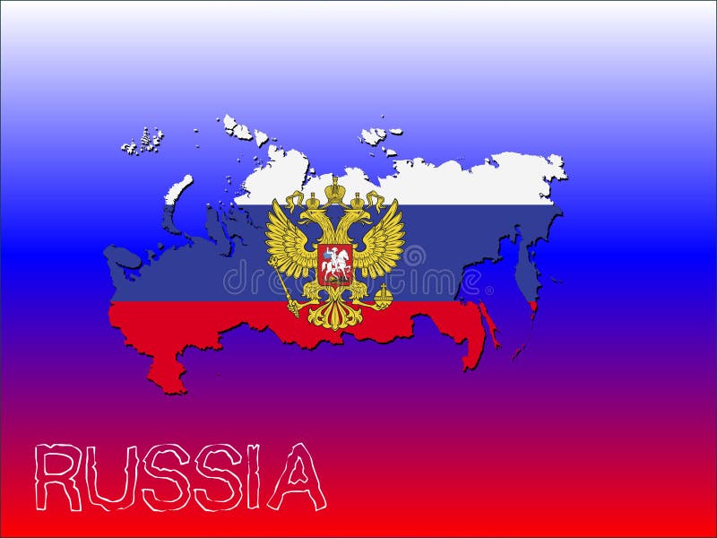 Russia Flag Map Stock Illustration