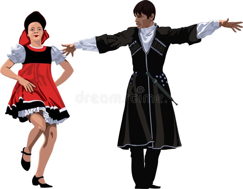 Russia and Georgia dancing