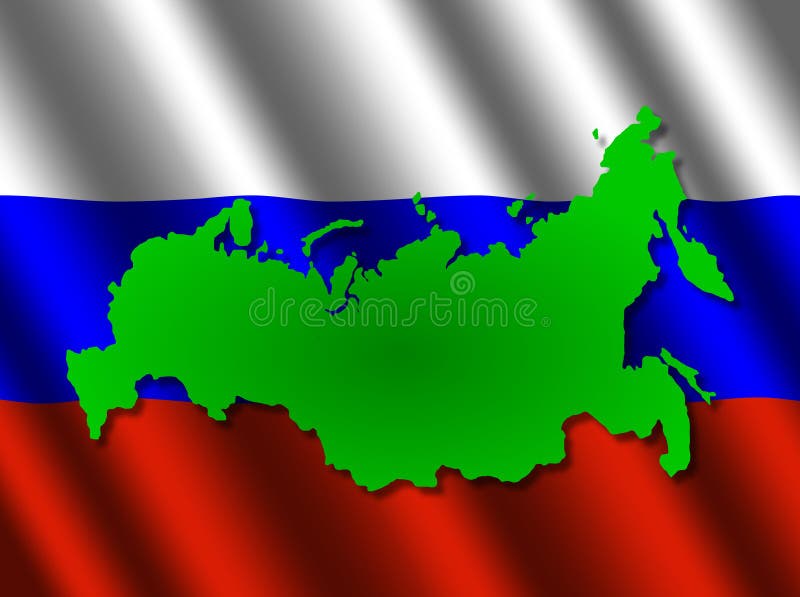 Russia flag map icon, flat style, Stock vector