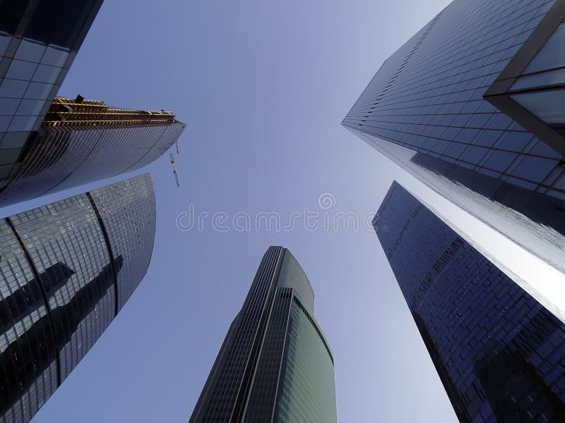 Russia Moscow city view from the bottom of high rise building