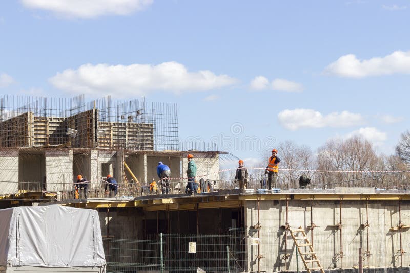 27-03-2019, Russia, Moscow, Construction of modern apartment building in Moscow region, residential complex Green Alley