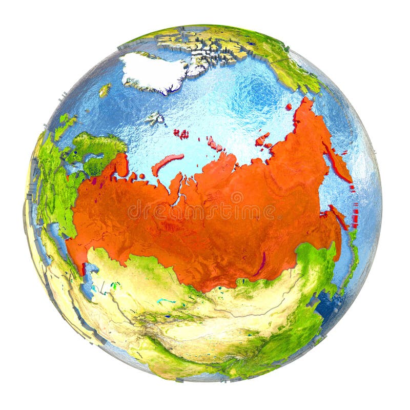 Как выглядит россия на глобусе Russia in Red on Full Earth Stock Illustration - Illustration of globe, planet: 