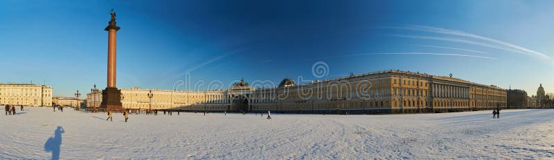 Russia, Saint-Petersburg, 1 march 2016: Palace Square in winter