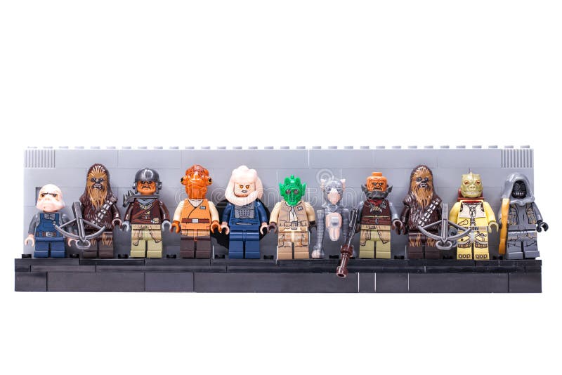 RUSSIA, SAMARA, FEBRUARY 15, 2020 - Lego Minifigures. Star Wars characters, inhabitants of the planet Tatooine