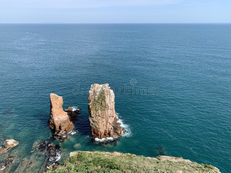 Russia, Vladivostok. Single rocks off the coast of the island of Shkot stock photography Russia, Vladivostok. Single rocks off the coast of the island of Shkot stock photography