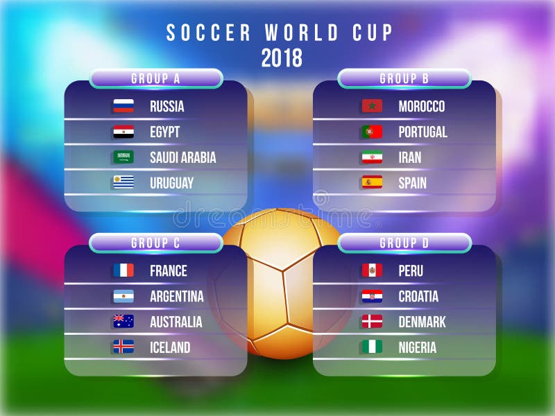 Russia 2018 World Cup Calendar. Soccer Schedule Table Template , Stock Russia 2018 World Cup Calendar. Soccer Schedule Table Template , Stock
