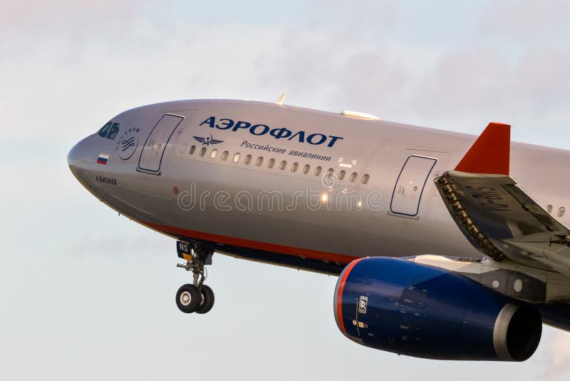 Russian Aeroflot Airbus A330 passenger plane taking off from Amsterdam-Schiphol International Airport