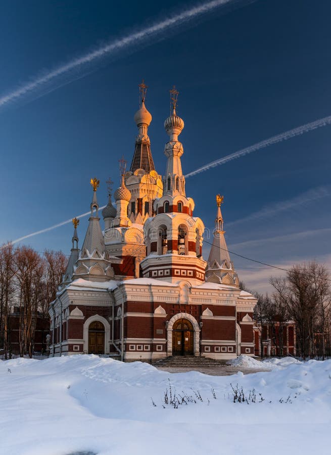 Russian church in sunset