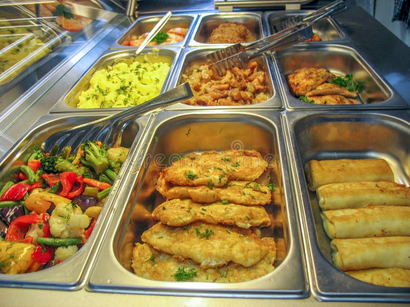 Trays with Ready Food in a Russian Cuisine Canteen Stock Image Image