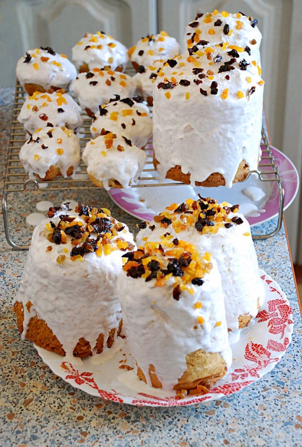 Russian Easter Bread Kulich with Dried Apricots and Raisins Stock Image ...