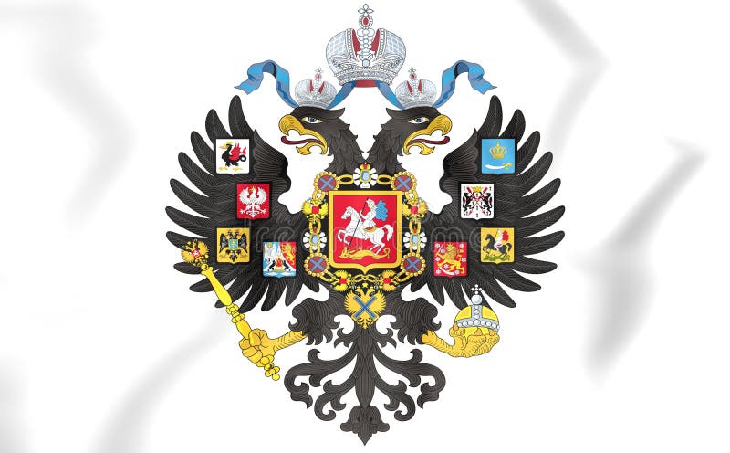 Eagle coat arms two heads Russia Flag by VRL Arts